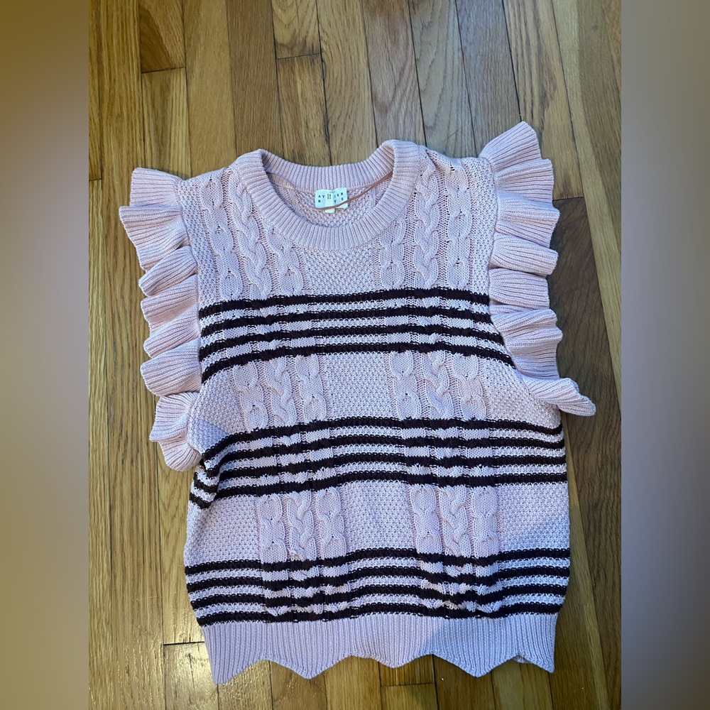 Pink striped sweater vest. Size small.